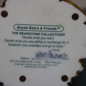 Boyds Bear Accents - Boyds Bear Bearstone Boss Take this Job and .Resin Boyds Bear Accents - Boyds Bear Bearstone Boss Take this Job and .Resin